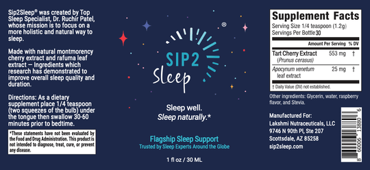 Sip2Sleep® Natural Nightly Sleep Supplement | 30 - Day Supply - Sip2Sleep